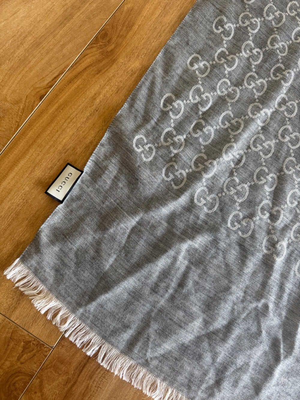 Gucci Light Gray GG Jacquard Scarf